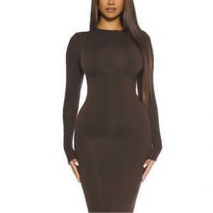 Naked Wardrobe Sculpt Mock Neck Dress